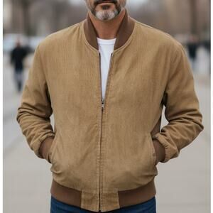 Vintage CROCODILE Leather Suede Bomber Jacket Full zip Italy Made Tan/Camel